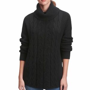 GAP Cable Knit Turtleneck Cotton Sweater in Black, Size S